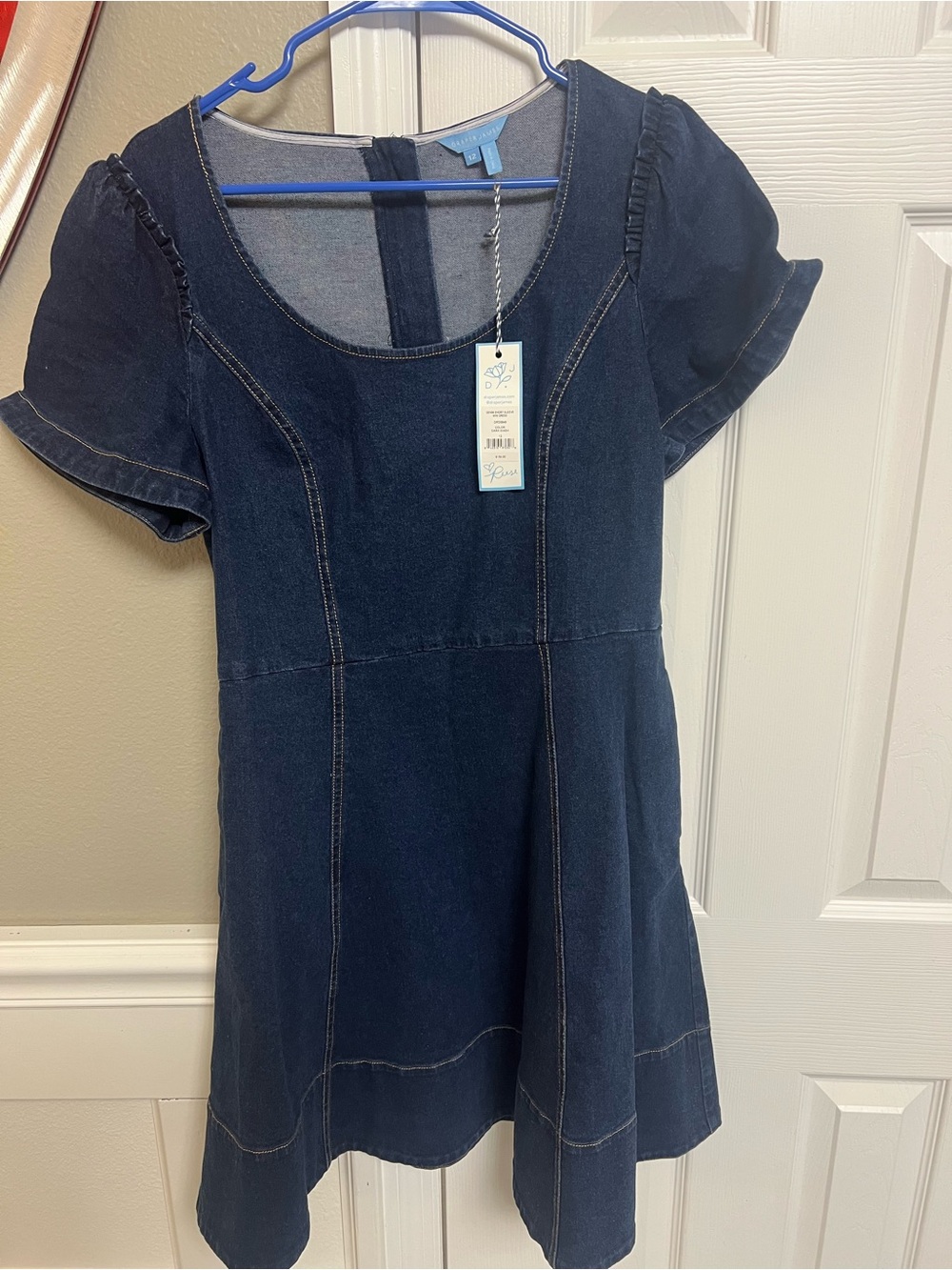 Draper James Dark Indigo Denim Short Sleeve Dress